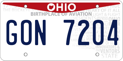 OH license plate GON7204
