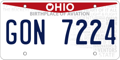 OH license plate GON7224