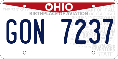 OH license plate GON7237
