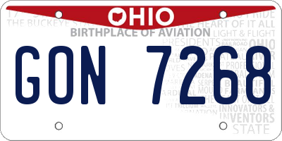OH license plate GON7268
