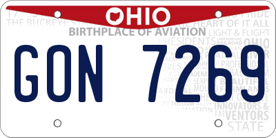 OH license plate GON7269