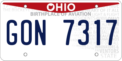 OH license plate GON7317