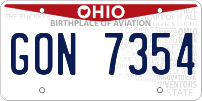 OH license plate GON7354