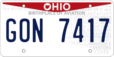 OH license plate GON7417