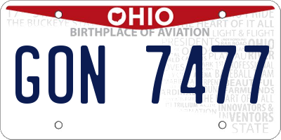 OH license plate GON7477