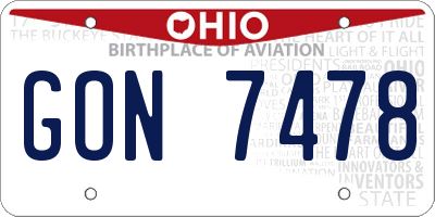 OH license plate GON7478