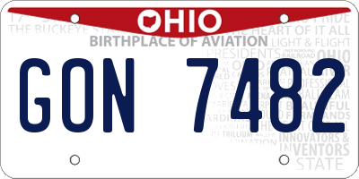 OH license plate GON7482