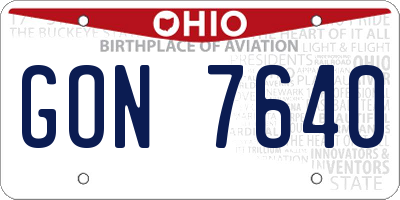 OH license plate GON7640