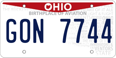 OH license plate GON7744