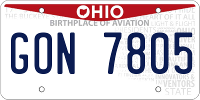 OH license plate GON7805