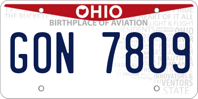 OH license plate GON7809