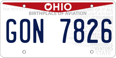 OH license plate GON7826