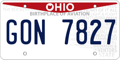 OH license plate GON7827