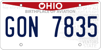 OH license plate GON7835