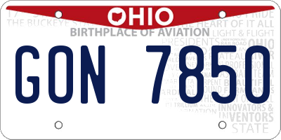 OH license plate GON7850
