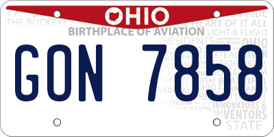OH license plate GON7858