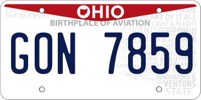 OH license plate GON7859