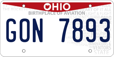 OH license plate GON7893