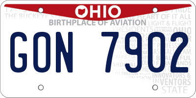 OH license plate GON7902