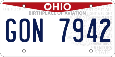 OH license plate GON7942