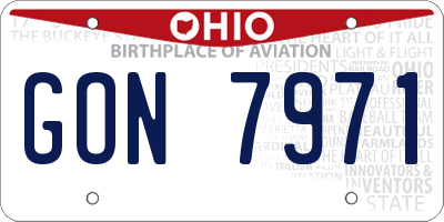 OH license plate GON7971