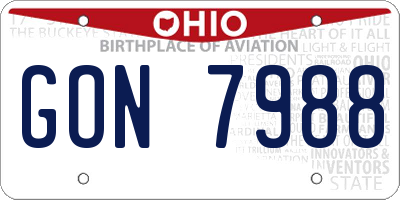 OH license plate GON7988