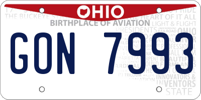 OH license plate GON7993