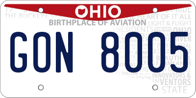 OH license plate GON8005