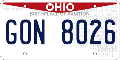 OH license plate GON8026
