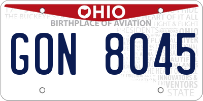 OH license plate GON8045