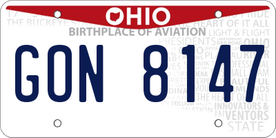OH license plate GON8147