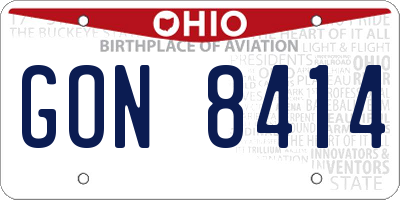OH license plate GON8414