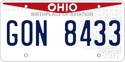 OH license plate GON8433