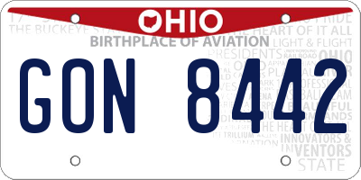 OH license plate GON8442