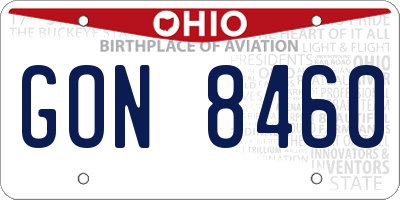 OH license plate GON8460