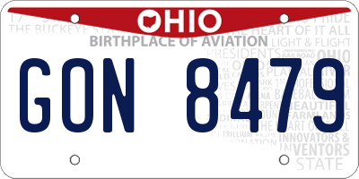 OH license plate GON8479