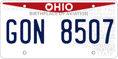 OH license plate GON8507