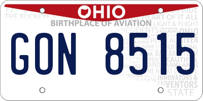 OH license plate GON8515
