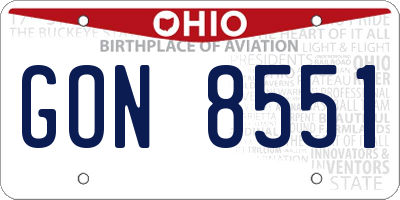 OH license plate GON8551