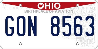 OH license plate GON8563