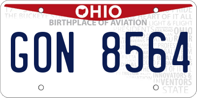 OH license plate GON8564