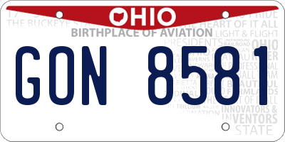 OH license plate GON8581