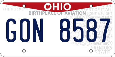 OH license plate GON8587
