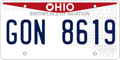 OH license plate GON8619