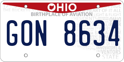 OH license plate GON8634