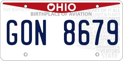 OH license plate GON8679