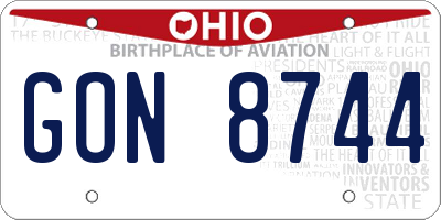 OH license plate GON8744