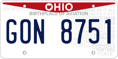 OH license plate GON8751