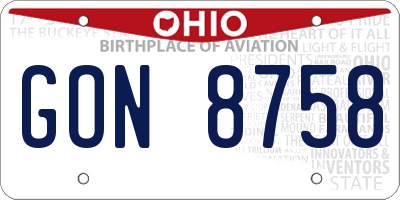 OH license plate GON8758