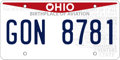 OH license plate GON8781